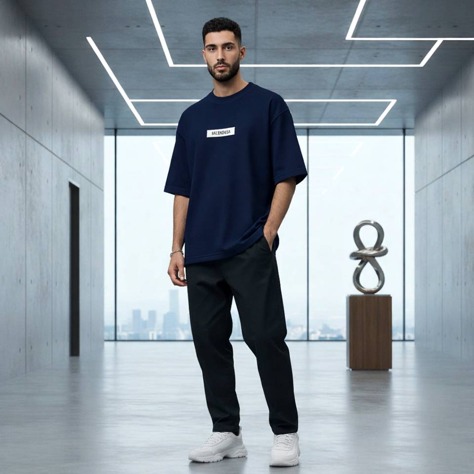 تیشرت مراکشی کبریتی سرمه ای بالنسیاگا