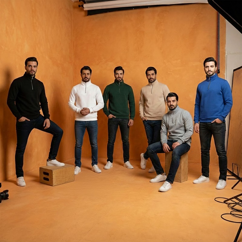 دورس مردانه نیم زیپ مدل Behbod-طوسی