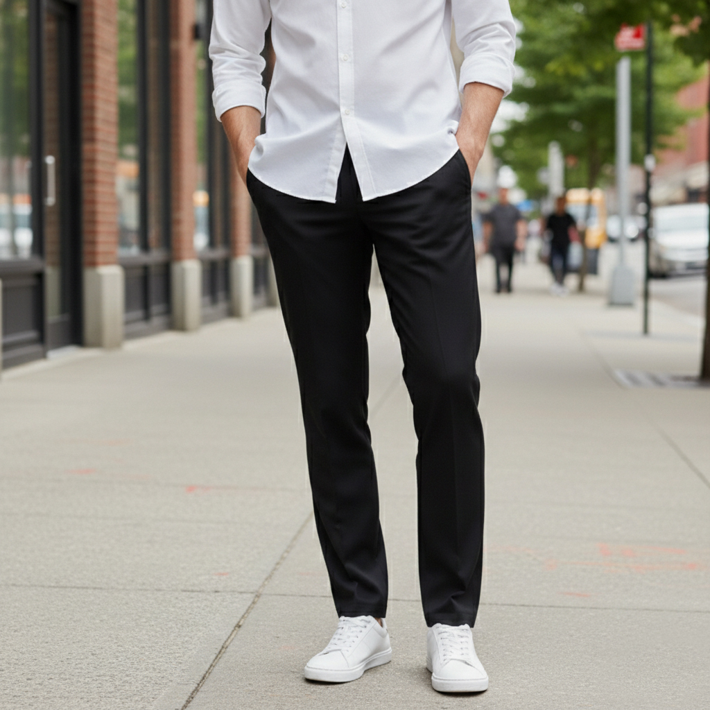 شلوار مردانه بنگال کش دم پا ساده مدل Behnam-مشکی