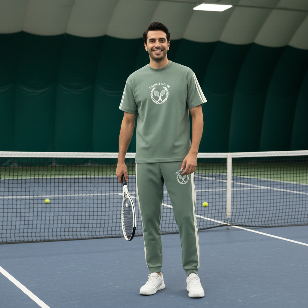 ست تیشرت و شلوار مردانه بنگال کش مدل Atrin-سبز