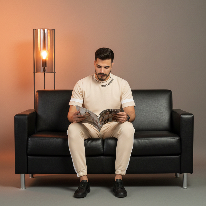 ست تیشرت و شلوار مردانه بنگال کش مدل Salar-کرم